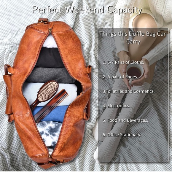Talmont Weekender Travel Bag Leather Gym Duffle with Shoe Pocket
